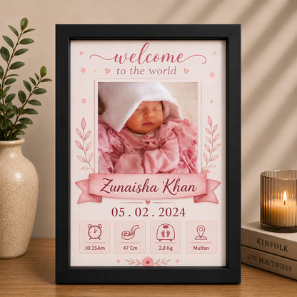 Personalized Newborn Baby Birth Details Frame