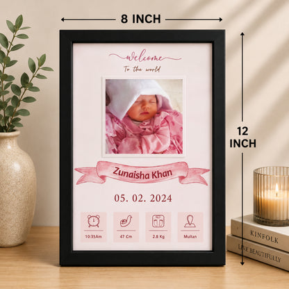 Personalized Newborn Baby Birth Details Frame