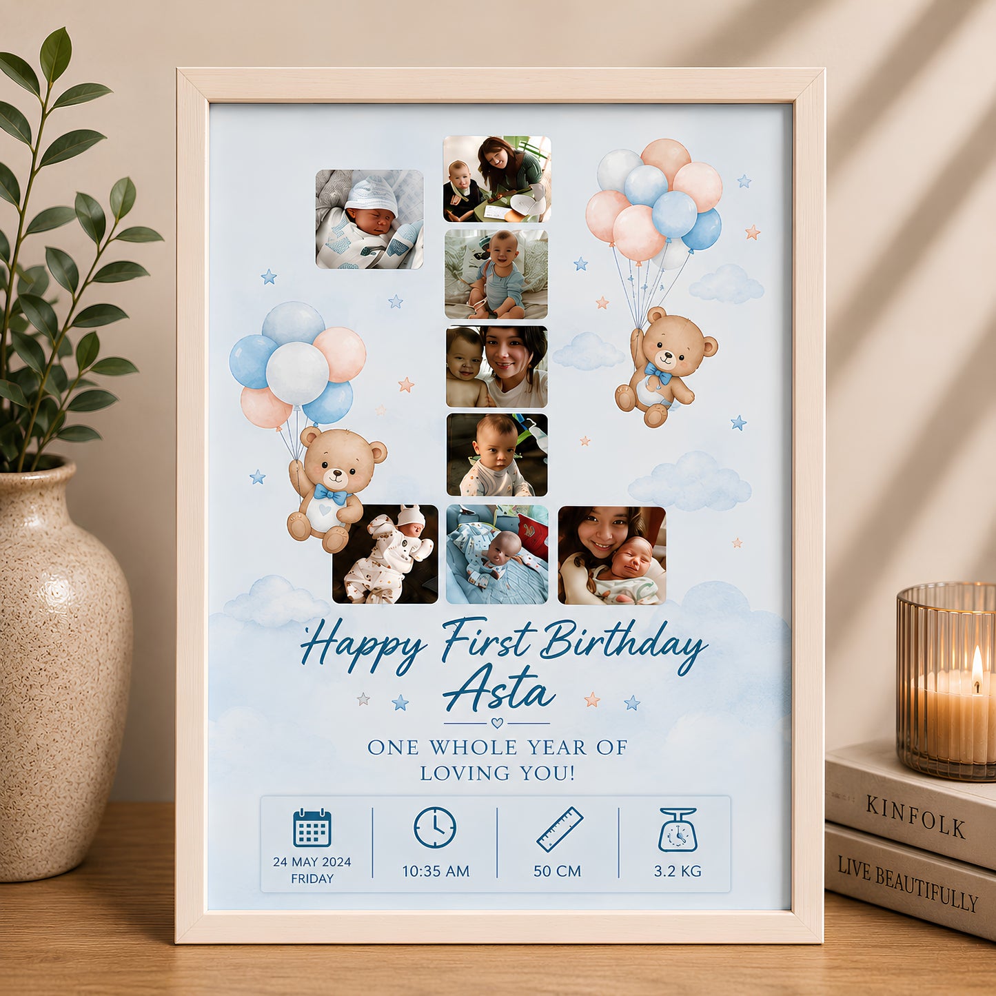 Personalized First Birthday Milestone Photo Frame