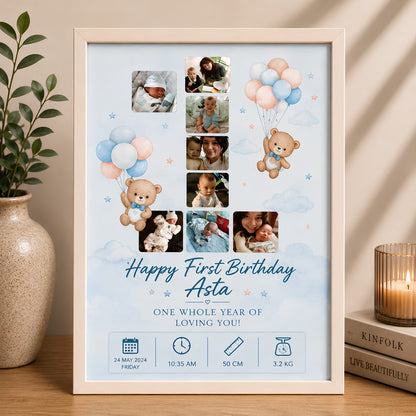 Personalized First Birthday Milestone Photo Frame