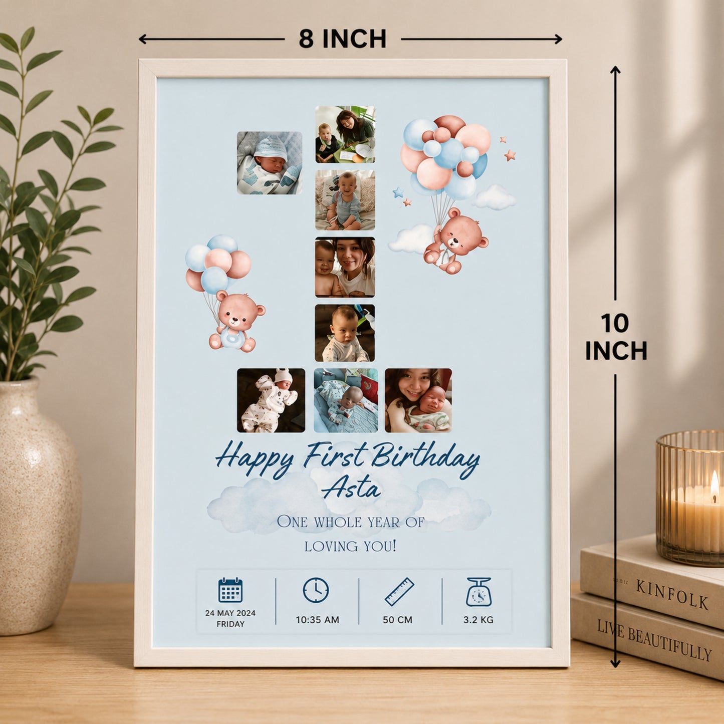 Personalized First Birthday Milestone Photo Frame