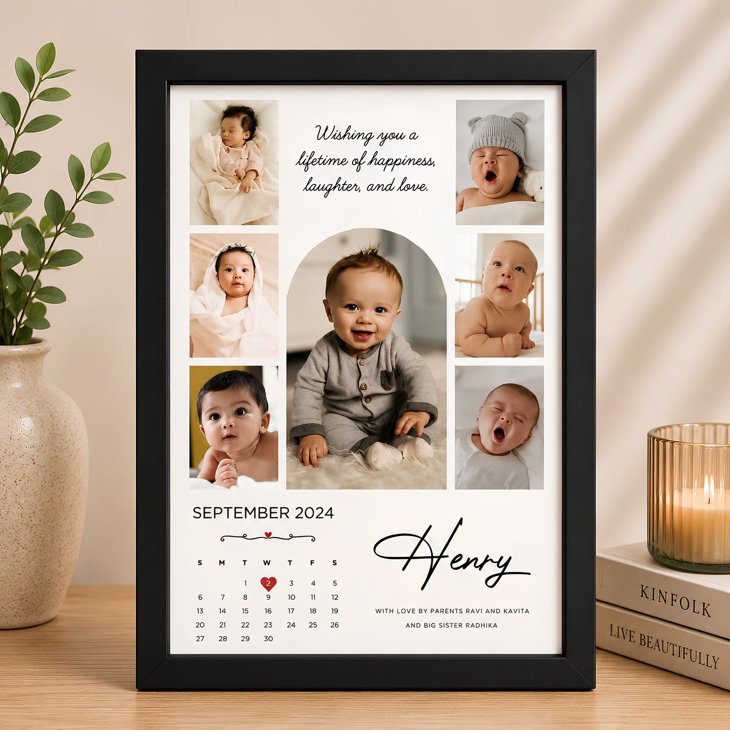 Personalized Baby Birthday Calendar Frame
